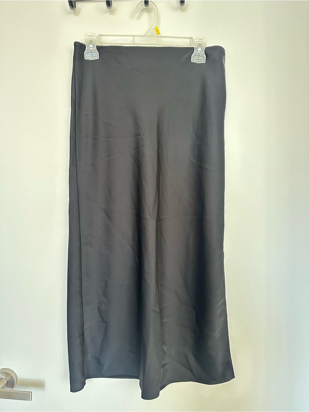 H&M Satin Midi Slip Skirt black Size Small
